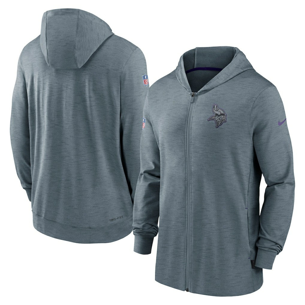 Minnesota Vikings 2022/23 Sideline Pop Performance Full-Zip Hoodie Gray | Nike for Sale