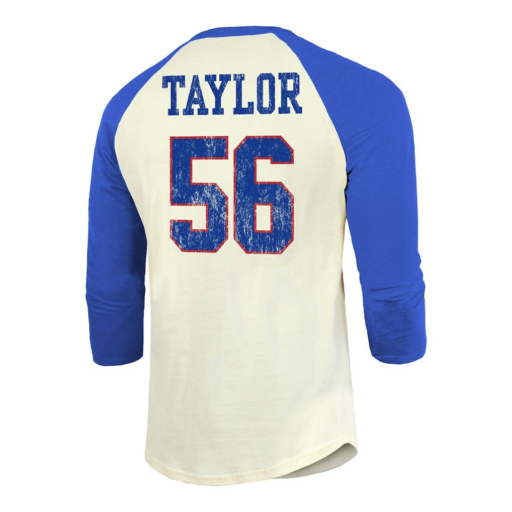 Lawrence Taylor New York Giants Majestic Threads Retired Player Name & Number 3/4 Raglan Sleeve T-Shirt  Cream/Red | NFL