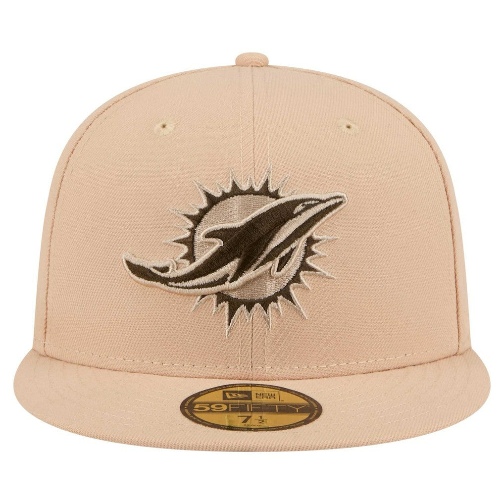 Miami Dolphins New Era Candied Pecan 59FIFTY Fitted Hat Tan | NFL