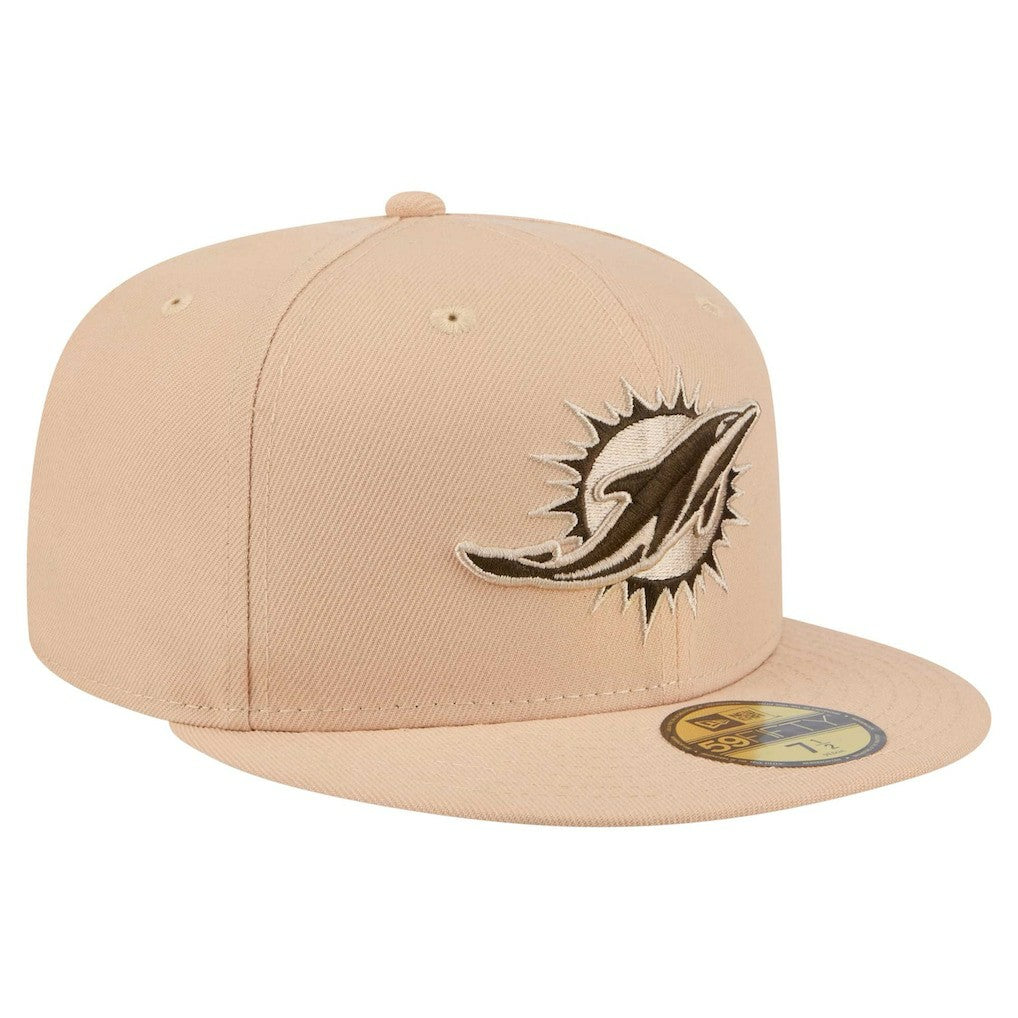 Miami Dolphins New Era Candied Pecan 59FIFTY Fitted Hat Tan | NFL