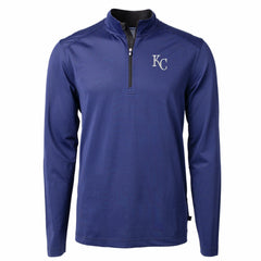 Kansas City Royals Cutter & Buck Big & Tall Virtue Eco Pique Micro Stripe Recycled Quarter-Zip Pullover Top - MLB