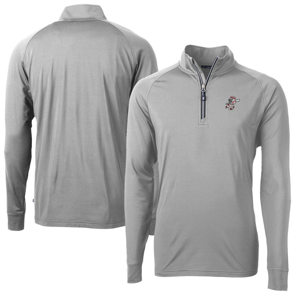Cincinnati Reds Cutter & Buck Adapt Eco Knit Stretch Recycled Big & Tall Quarter-Zip Pullover Top - MLB