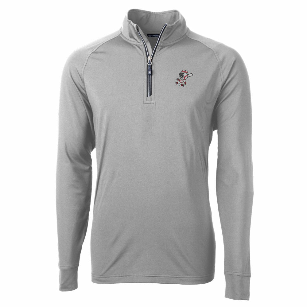 Cincinnati Reds Cutter & Buck Adapt Eco Knit Stretch Recycled Big & Tall Quarter-Zip Pullover Top - MLB