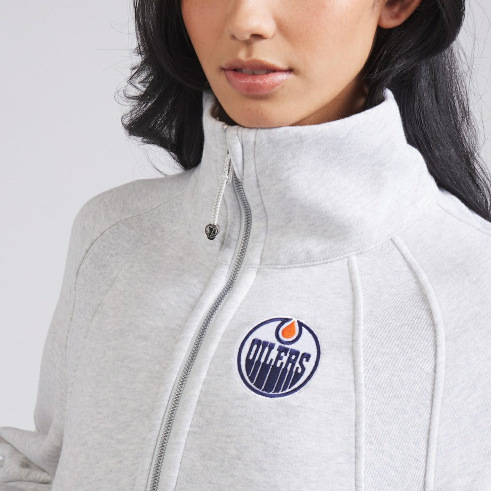 Edmonton Oilers lululemon Women's Scuba Oversized Half Zip Top - Heather Gray - NHL