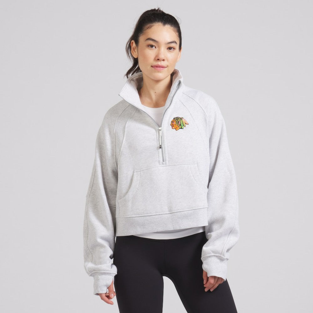 Chicago Blackhawks lululemon Women's Scuba Oversized Half Zip Top - Heather Gray - NHL