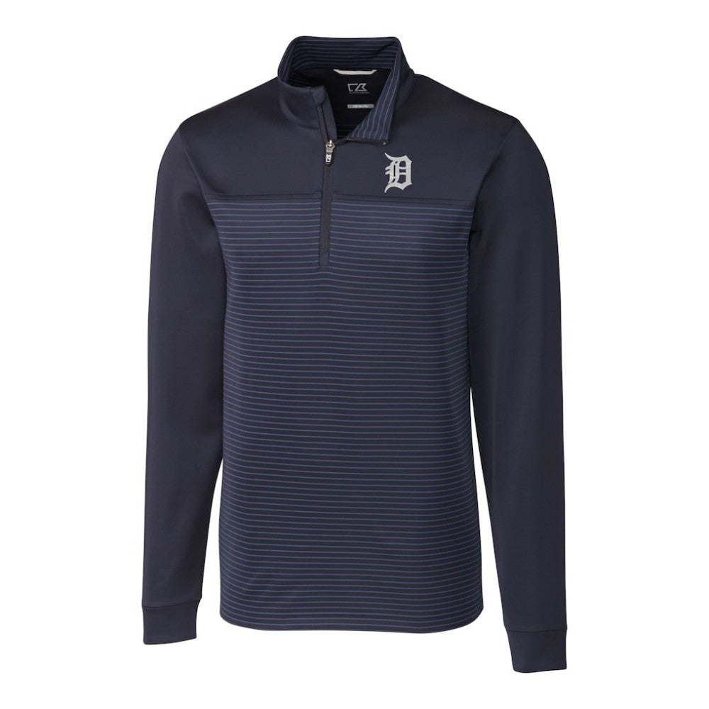 Detroit Tigers Cutter & Buck Big & Tall Traverse Stripe Stretch DryTec Quarter-Zip Top - MLB