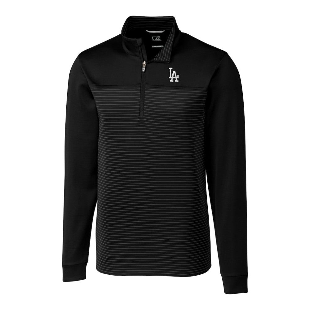 Los Angeles Dodgers Cutter & Buck Big & Tall Traverse Stripe Stretch DryTec Quarter-Zip Top - MLB
