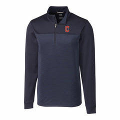 Cleveland Guardians Cutter & Buck Big & Tall Traverse Stripe Stretch DryTec Quarter-Zip Top - MLB
