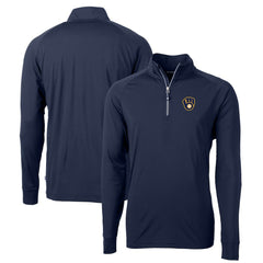 Milwaukee Brewers Cutter & Buck Big & Tall Adapt Eco Knit Stretch Recycled Raglan DryTec Quarter-Zip Top - MLB