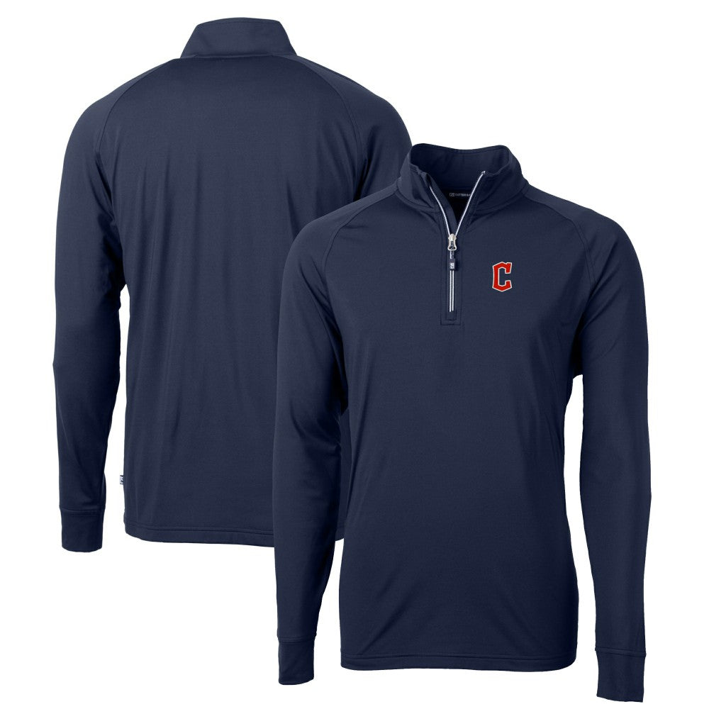 Cleveland Guardians Cutter & Buck Big & Tall Adapt Eco Knit Stretch Recycled Quarter-Zip Pullover Top - MLB