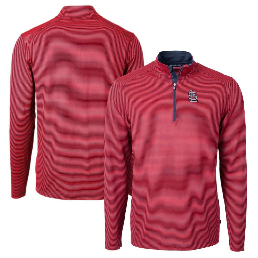 St. Louis Cardinals Cutter & Buck Big & Tall Virtue Eco Pique Micro Stripe Quarter-Zip Jacket - MLB