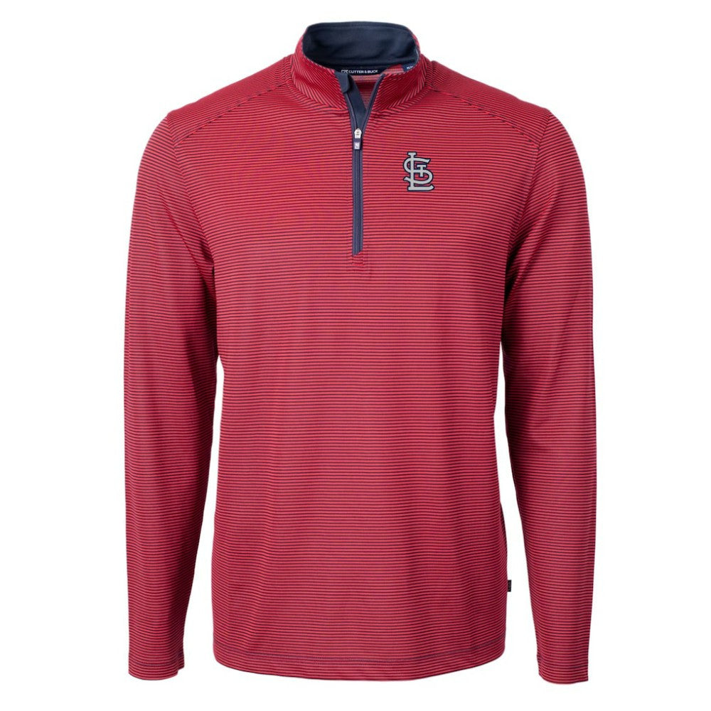 St. Louis Cardinals Cutter & Buck Big & Tall Virtue Eco Pique Micro Stripe Quarter-Zip Jacket - MLB