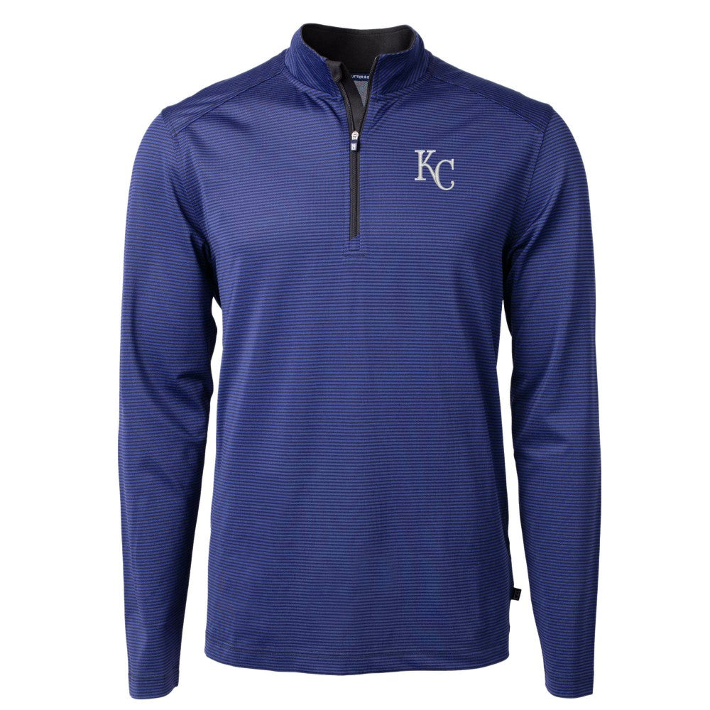 Kansas City Royals Cutter & Buck Virtue Eco Pique Micro Stripe Recycled Quarter-Zip Pullover Top - MLB