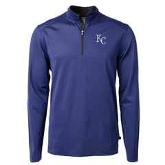 Kansas City Royals Cutter & Buck Virtue Eco Pique Micro Stripe Recycled Quarter-Zip Pullover Top - MLB