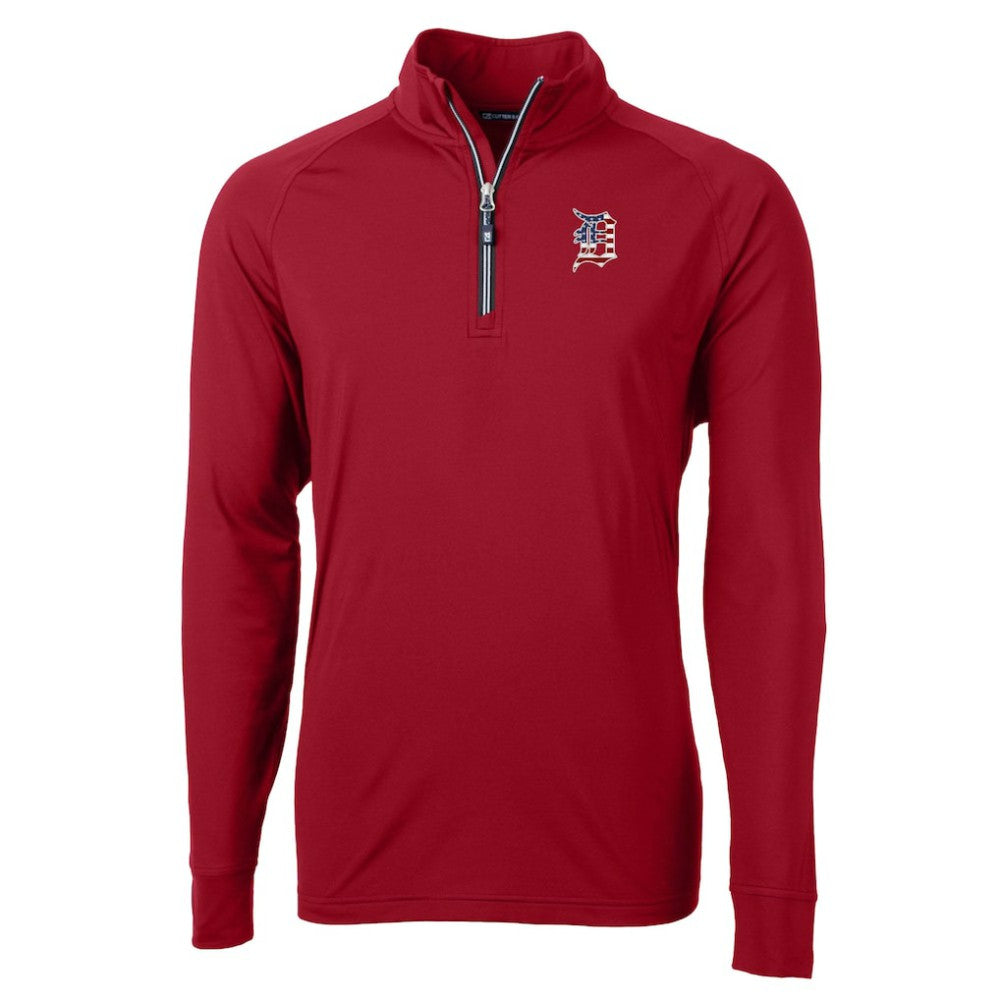Detroit Tigers Cutter & Buck Patriotic Logo Adapt Eco Knit Stretch Recycled Quarter-Zip Pullover Top - MLB