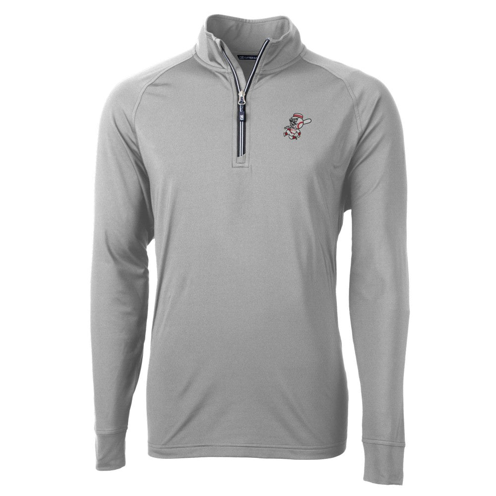 Cincinnati Reds Cutter & Buck Mr. Redlegs Adapt Eco Knit Stretch Recycled Quarter-Zip Pullover Top - MLB