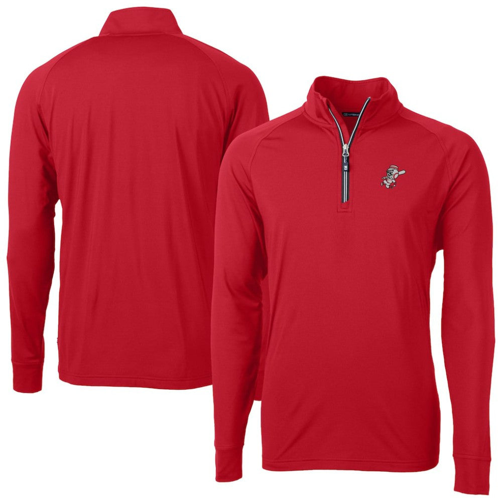 Cincinnati Reds Cutter & Buck Patriotic Logo Adapt Eco Knit Stretch Recycled Quarter-Zip Pullover Top - MLB