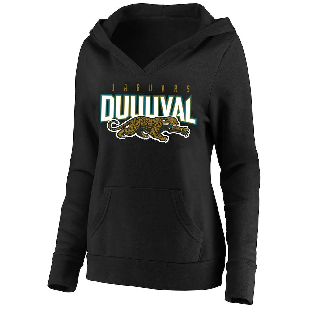 Jacksonville Jaguars Women's Plus Size Retro Logo Pullover Hoodie Black | Mitchell & Ness