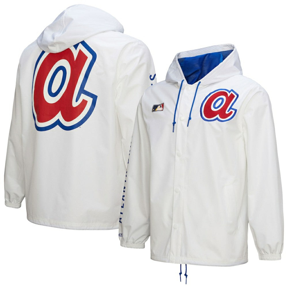 Atlanta Braves Mitchell & Ness Vintage Full-Snap Hooded Coaches Jacket - MLB