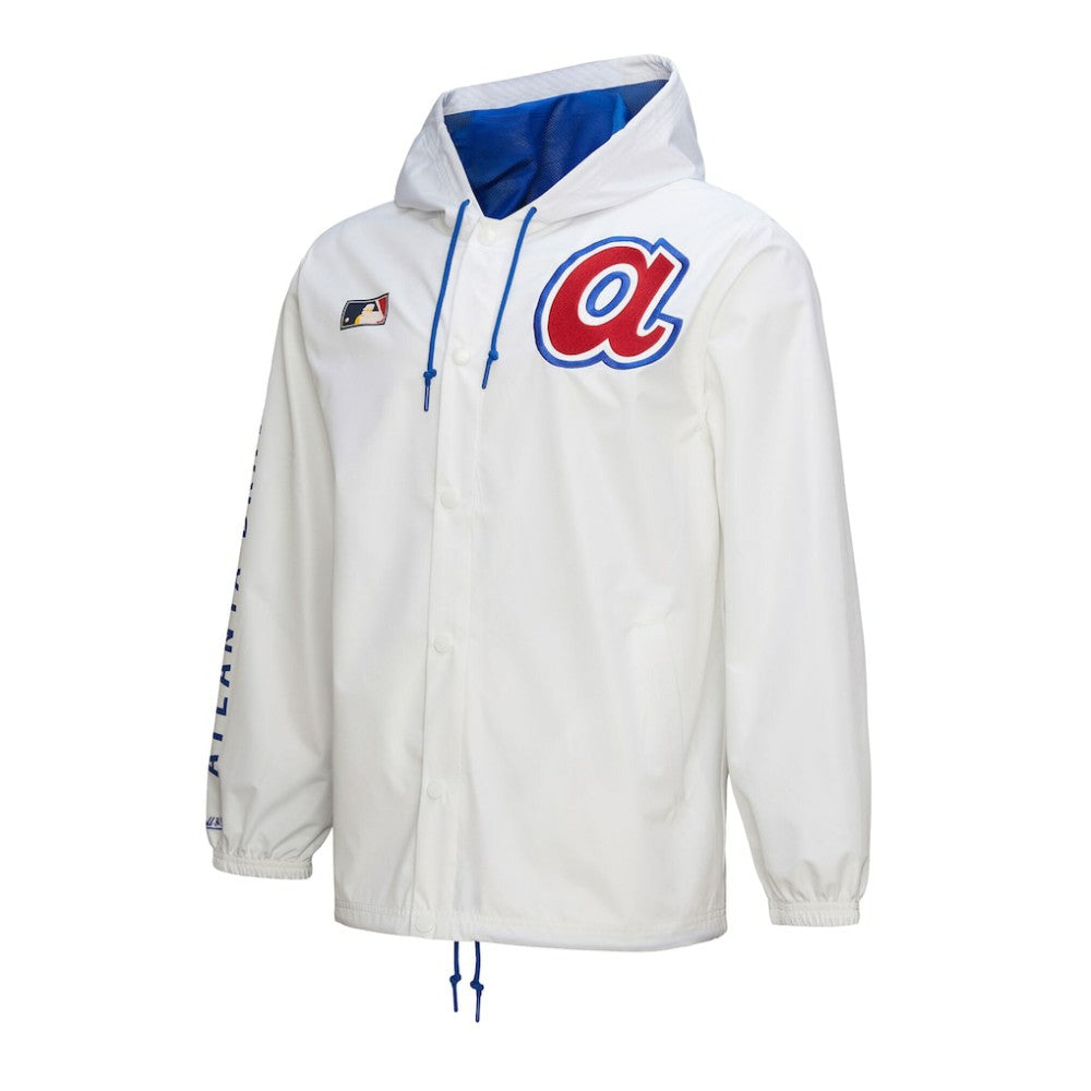 Atlanta Braves Mitchell & Ness Vintage Full-Snap Hooded Coaches Jacket - MLB