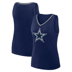 Dallas Cowboys Logo Athletic Women's Stellar Win V-Neck Tank Top Navy | NFL