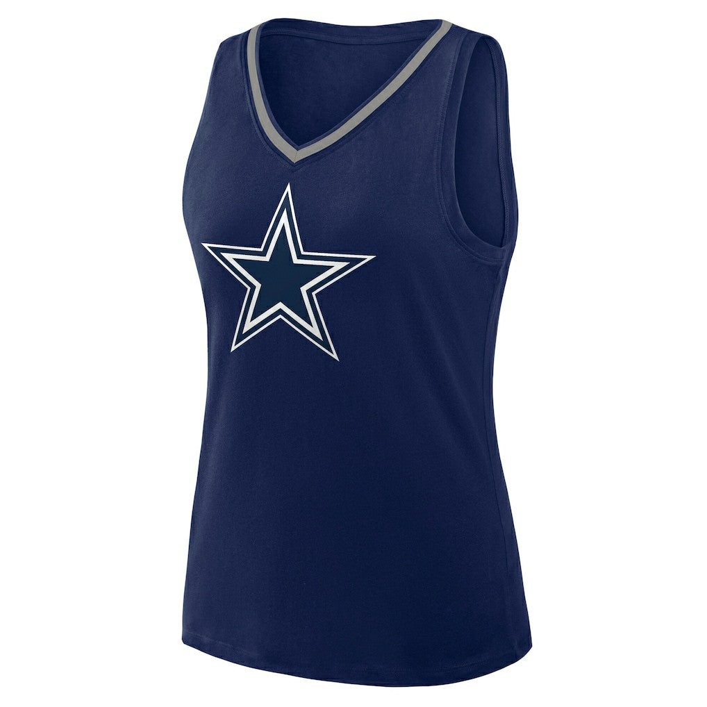 Dallas Cowboys Logo Athletic Women's Stellar Win V-Neck Tank Top Navy | NFL