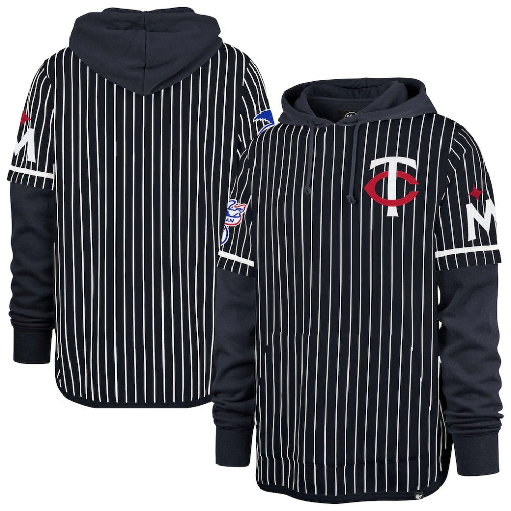 Minnesota Twins '47 Pinstripe Double Header Pullover Hoodie - MLB
