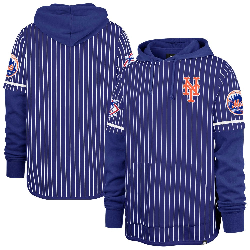 New York Mets '47 Pinstripe Double Header Pullover Hoodie - MLB