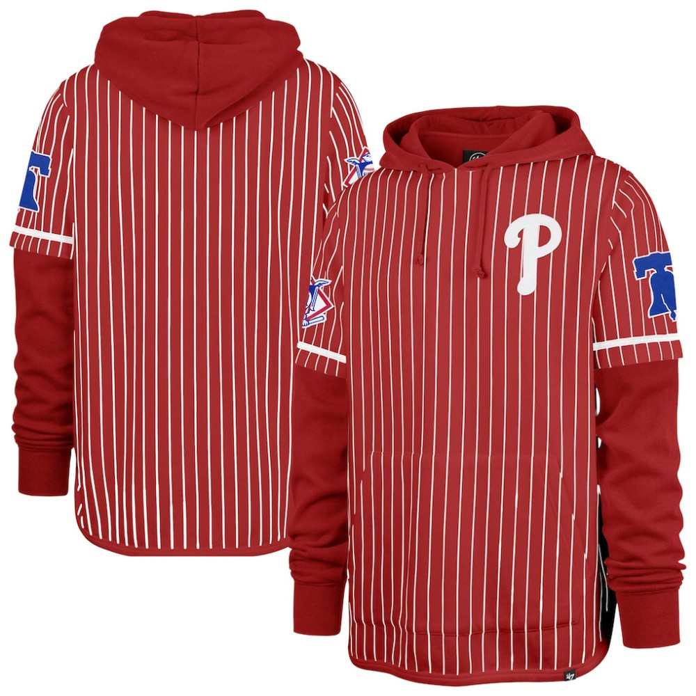 Philadelphia Phillies '47 Pinstripe Double Header Pullover Hoodie - MLB