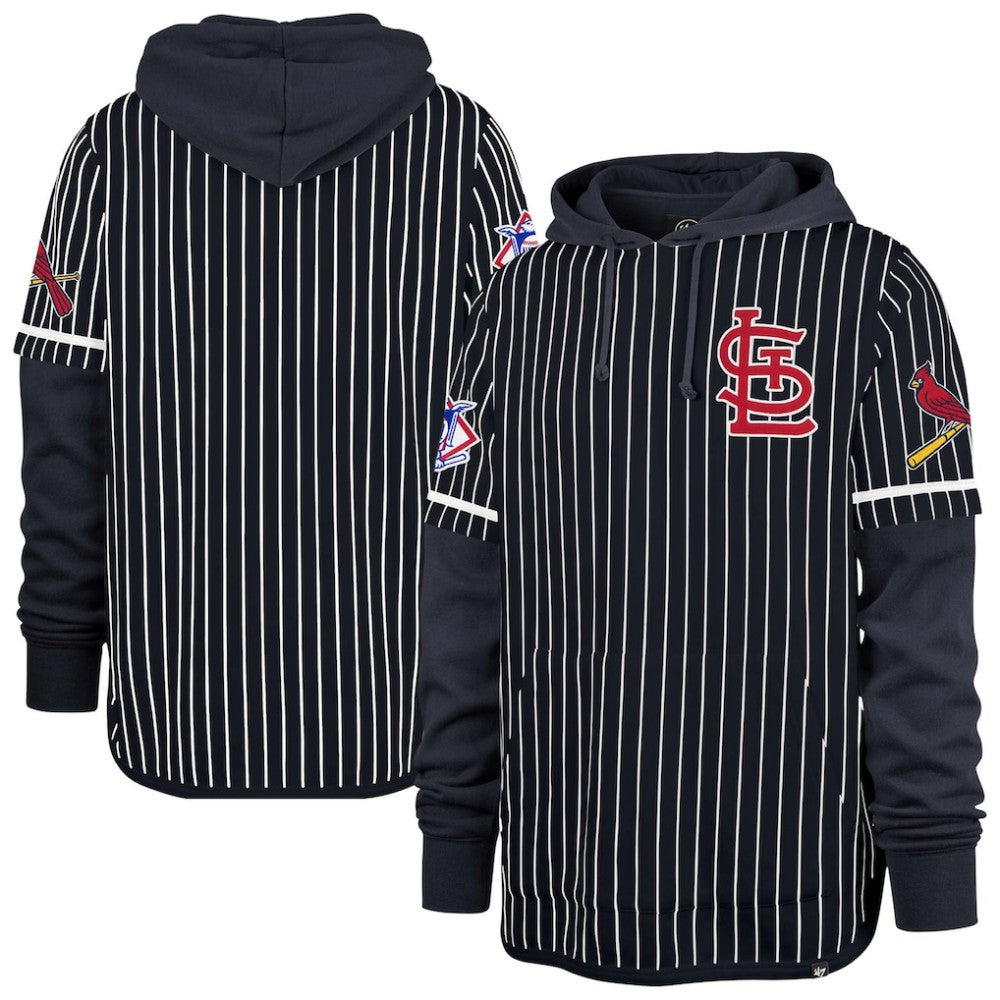 St. Louis Cardinals '47 Pinstripe Double Header Pullover Hoodie - MLB
