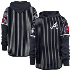 Atlanta Braves '47 Pinstripe Double Header Pullover Hoodie - MLB