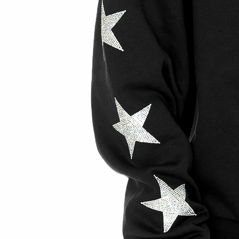 Indianapolis Colts Gameday Couture Women's Rhinestone Star Sleeve Settle the Score Oversized Tri-Blend Pullover Black | NFL