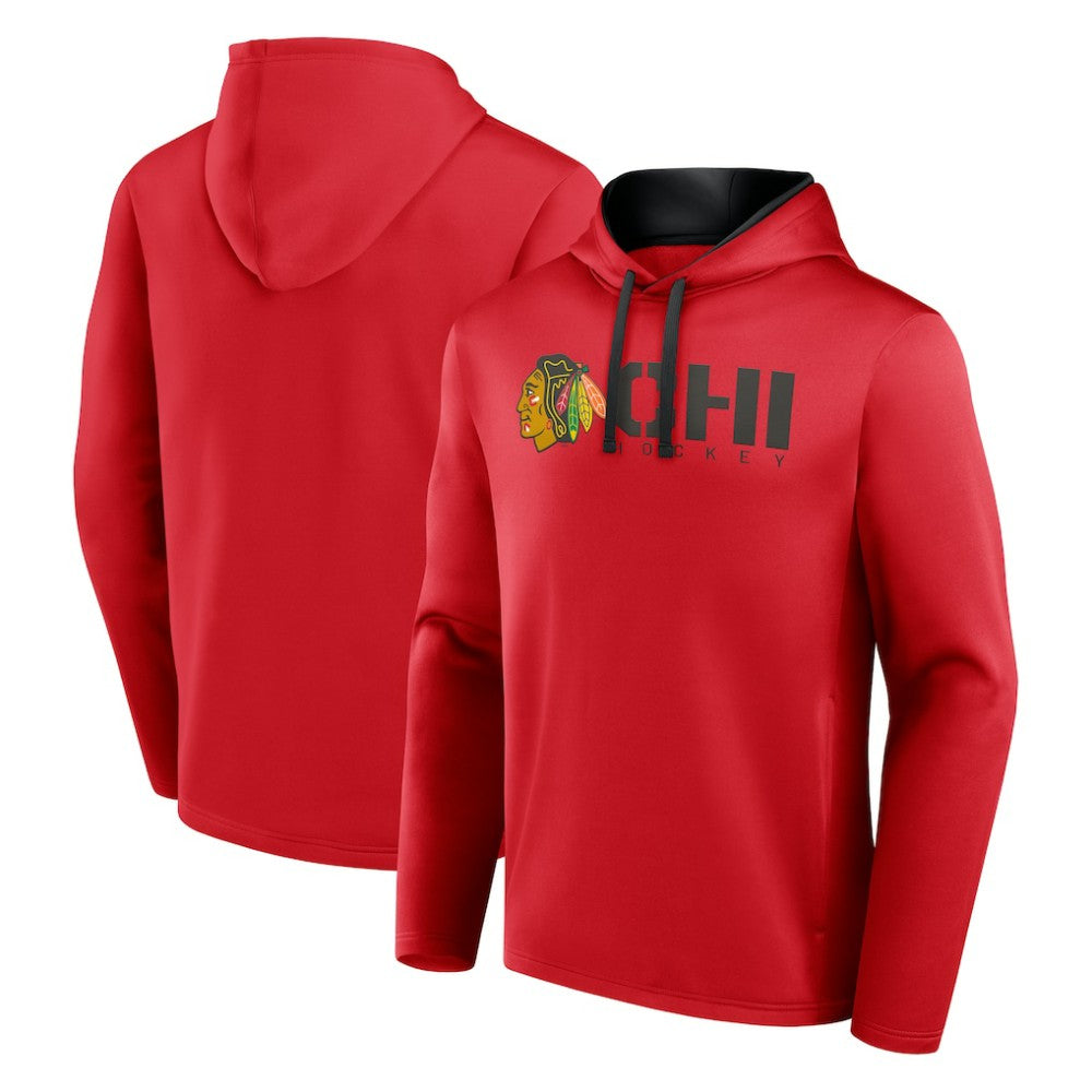 Chicago Blackhawks Logo Athletic Head Start Pullover Hoodie - Red - NHL
