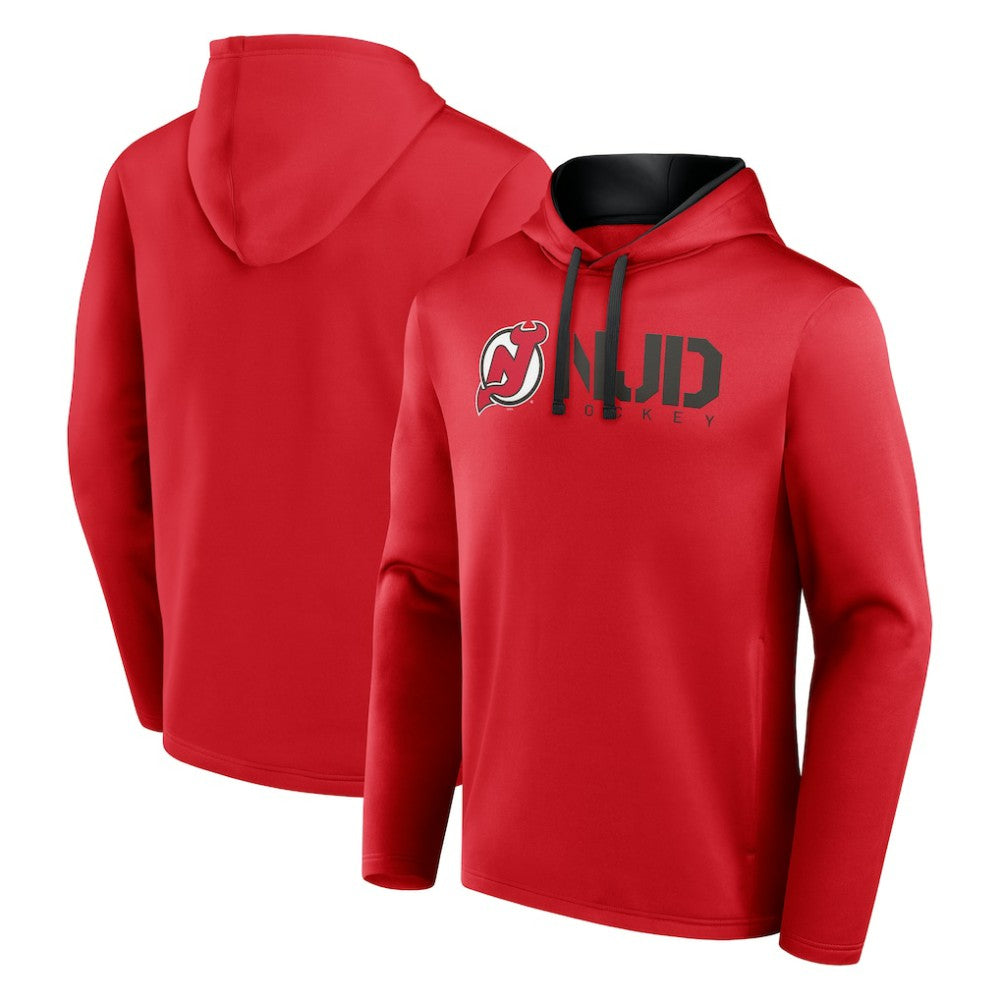 New Jersey Devils Logo Athletic Head Start Pullover Hoodie - Red - NHL