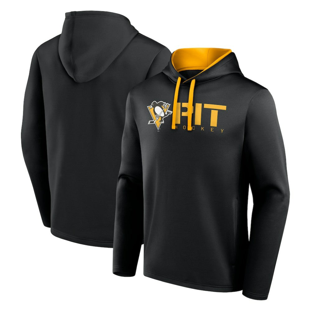 Pittsburgh Penguins Logo Athletic Head Start Pullover Hoodie - Black - NHL