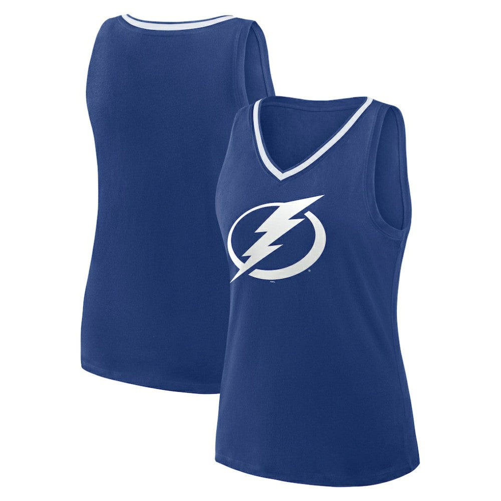 Tampa Bay Lightning Logo Athletic Women's Stellar Win V-Neck Tank Top - Blue - NHL