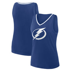 Tampa Bay Lightning Logo Athletic Women's Stellar Win V-Neck Tank Top - Blue - NHL