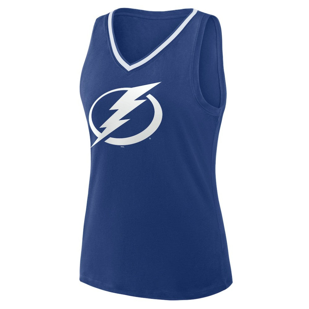 Tampa Bay Lightning Logo Athletic Women's Stellar Win V-Neck Tank Top - Blue - NHL