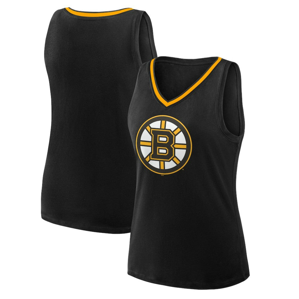 Boston Bruins Logo Athletic Women's Stellar Win V-Neck Tank Top - Black - NHL