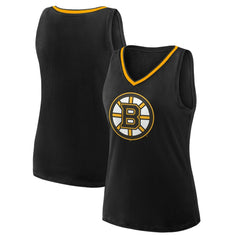 Boston Bruins Logo Athletic Women's Stellar Win V-Neck Tank Top - Black - NHL