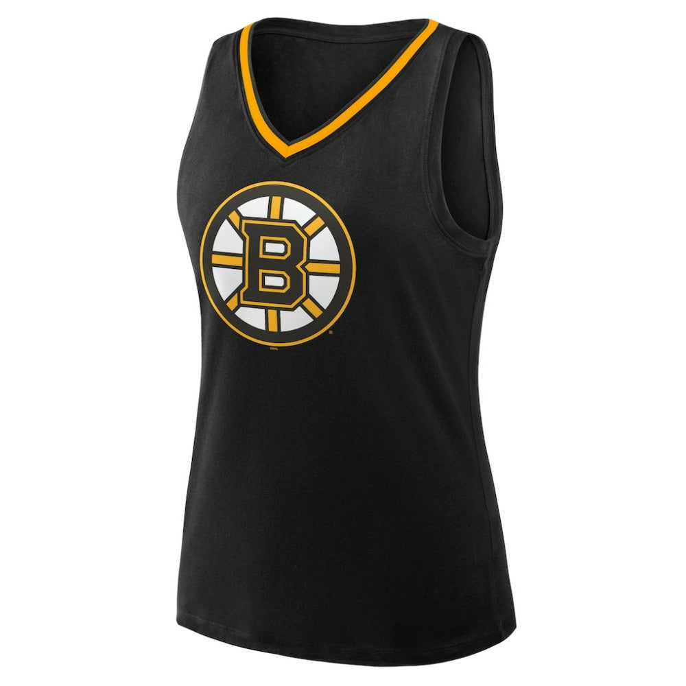 Boston Bruins Logo Athletic Women's Stellar Win V-Neck Tank Top - Black - NHL