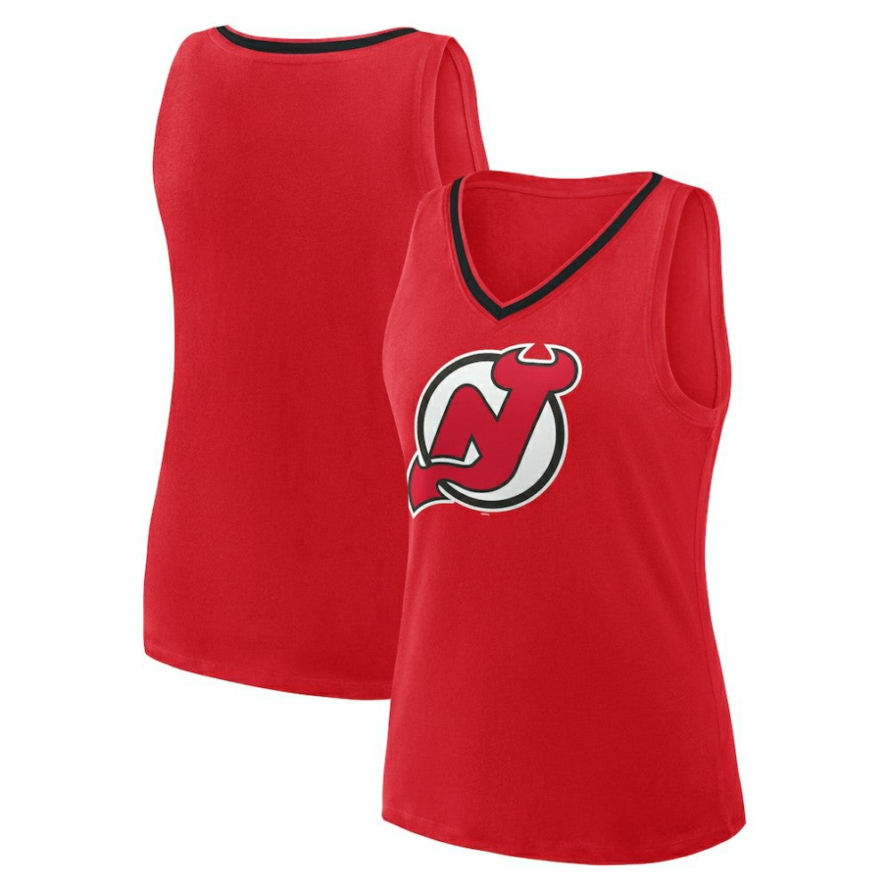 New Jersey Devils Logo Athletic Women's Stellar Win V-Neck Tank Top - Red - NHL