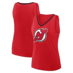 New Jersey Devils Logo Athletic Women's Stellar Win V-Neck Tank Top - Red - NHL