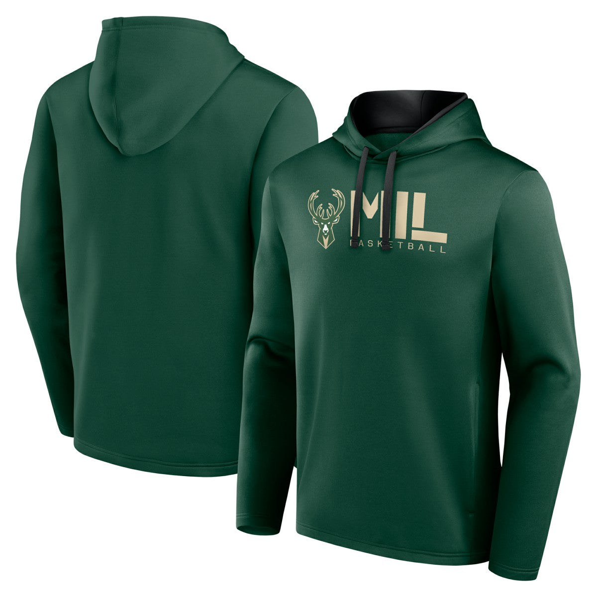Milwaukee Bucks Logo Athletic Head Start Pullover Hoodie Hunter Green - NBA