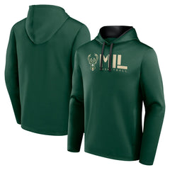 Milwaukee Bucks Logo Athletic Head Start Pullover Hoodie Hunter Green - NBA