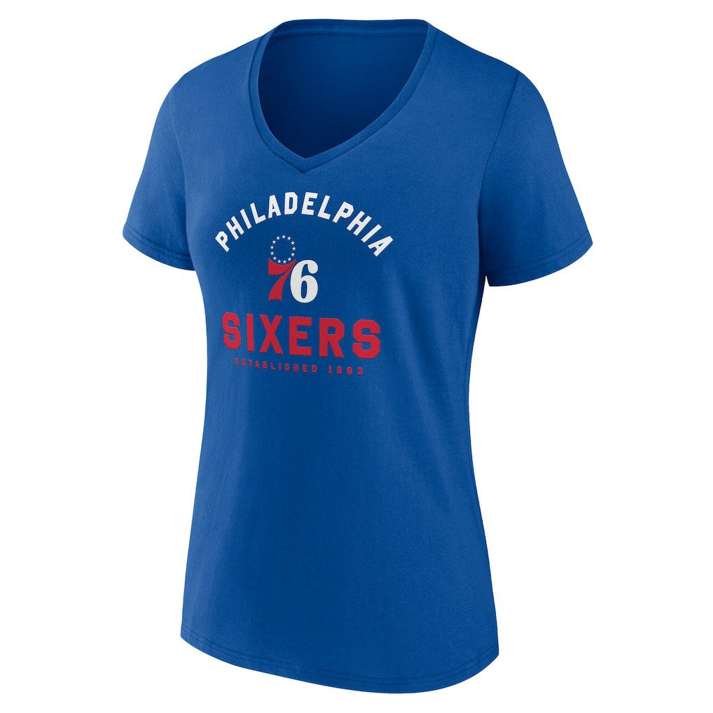 Philadelphia 76ers Logo Athletic Women's Unrivaled V-Neck T-Shirt Royal - NBA