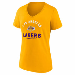 Los Angeles Lakers Logo Athletic Women's Unrivaled V-Neck T-Shirt Gold - NBA