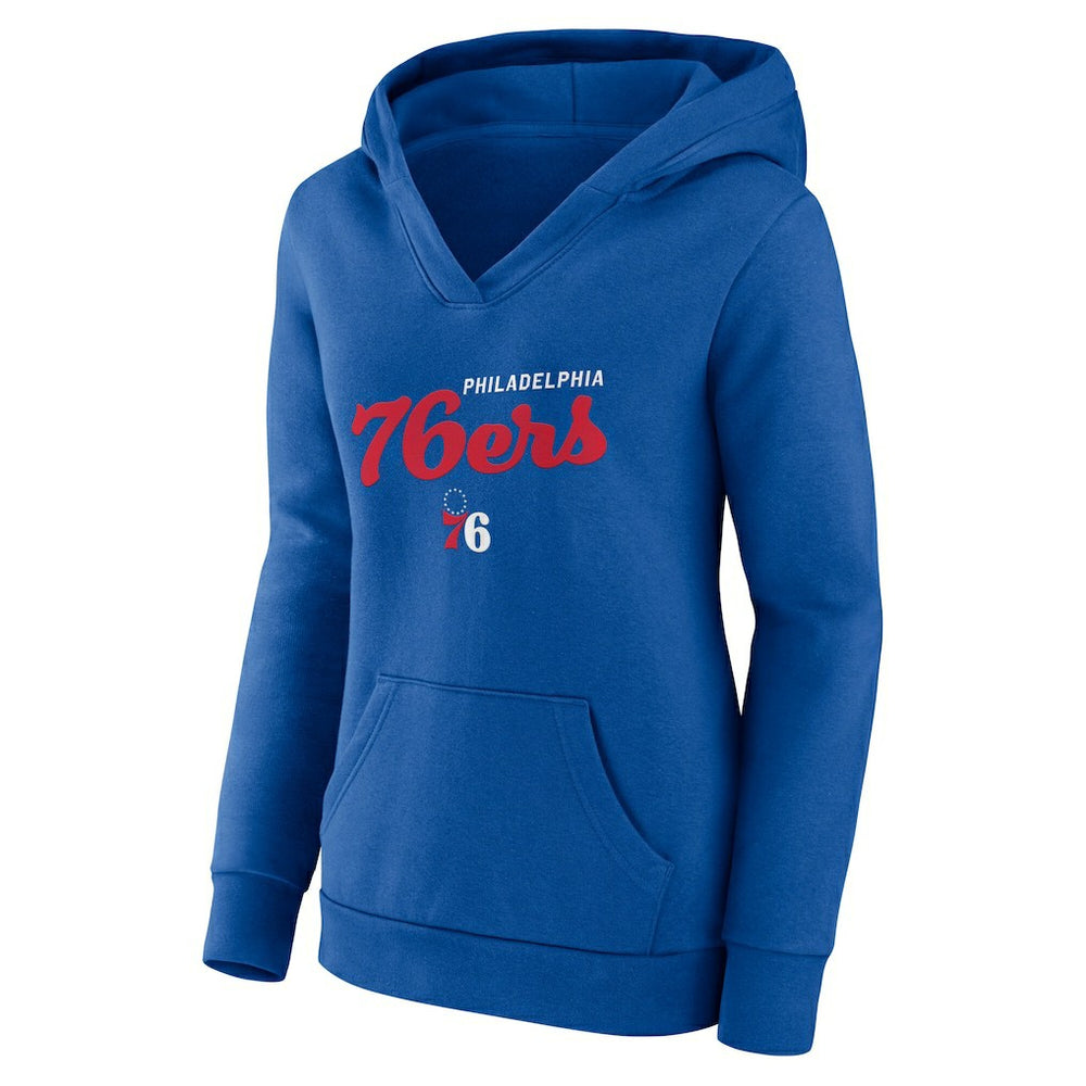 Philadelphia 76ers Logo Athletic Women's Triumphant V-Neck Pullover Hoodie Royal - NBA