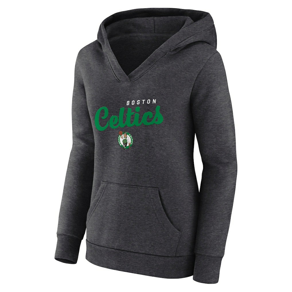 Boston Celtics Logo Athletic Women's Triumphant V-Neck Pullover Hoodie Heather Charcoal - NBA