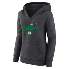 Boston Celtics Logo Athletic Women's Triumphant V-Neck Pullover Hoodie Heather Charcoal - NBA